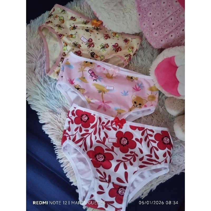 Calcinhas Infantil Meninas com Forro 100% Algodão para Mais Conforto