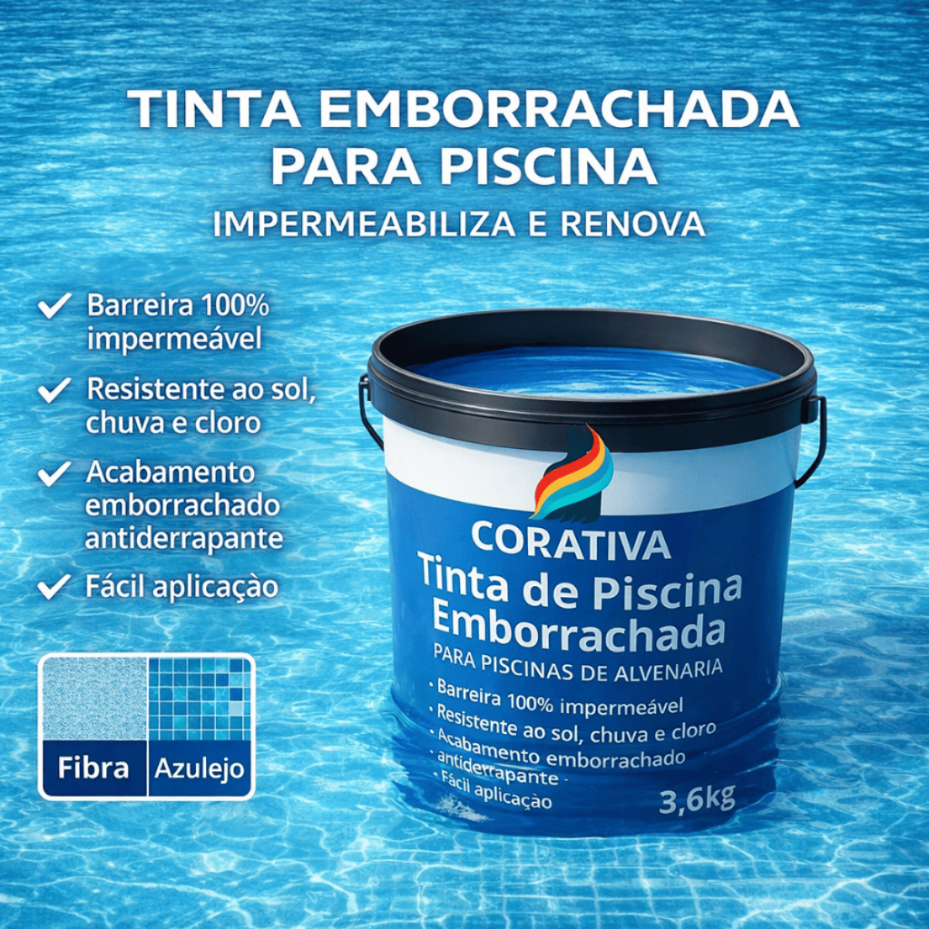 Tinta Emborrachada Piscina 3,6kg Impermeável Azul Premium Fibra Alvenaria Proteção Durabilidade em Oferta na Shopee