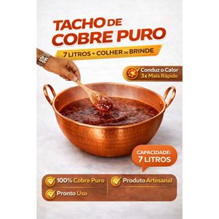 Tacho De Cobre Puro 7 Litros Alça de cobre+Colher de Madeira (Brinde) em Oferta na Shopee