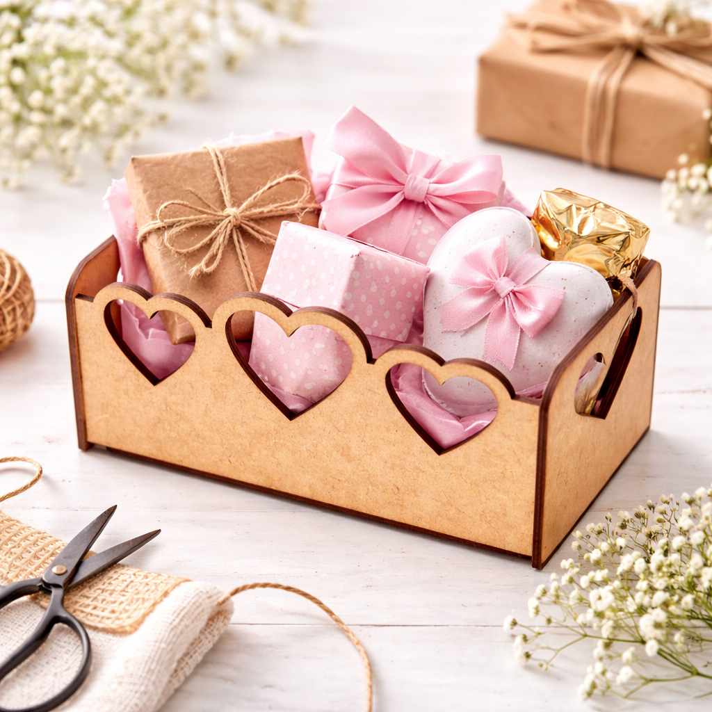 Kit Bandejas MDF Coração Corte a Laser 15x10x7cm Decoração Romântica Presente Criativo em Oferta na Shopee