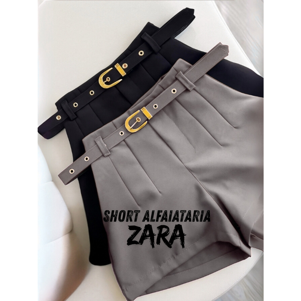Short Feminino Alfaiataria Com Cinto Forrado Social cintura alta em Oferta na Shopee