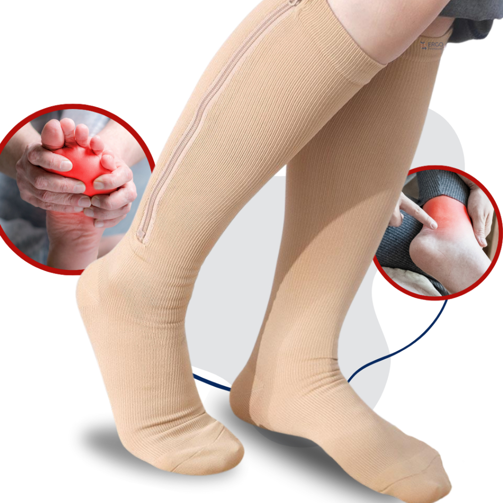Meia Ortopédica de Alta Compressão Com Zíper Para Alívio das Dores e Desconforto nos Pés Pernas e Tornozelo em Oferta na Shopee