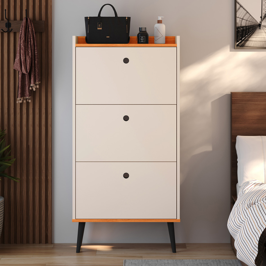 Sapateira Organizadora com Pés Vertical 3 Gavetas Quarto Retrô Dark Moderna