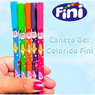 Kit 5 Caneta De Gel Colorido Corpo Estampada 0.6 Fini Cores Sortidas - Léo e Léo em Oferta na Shopee