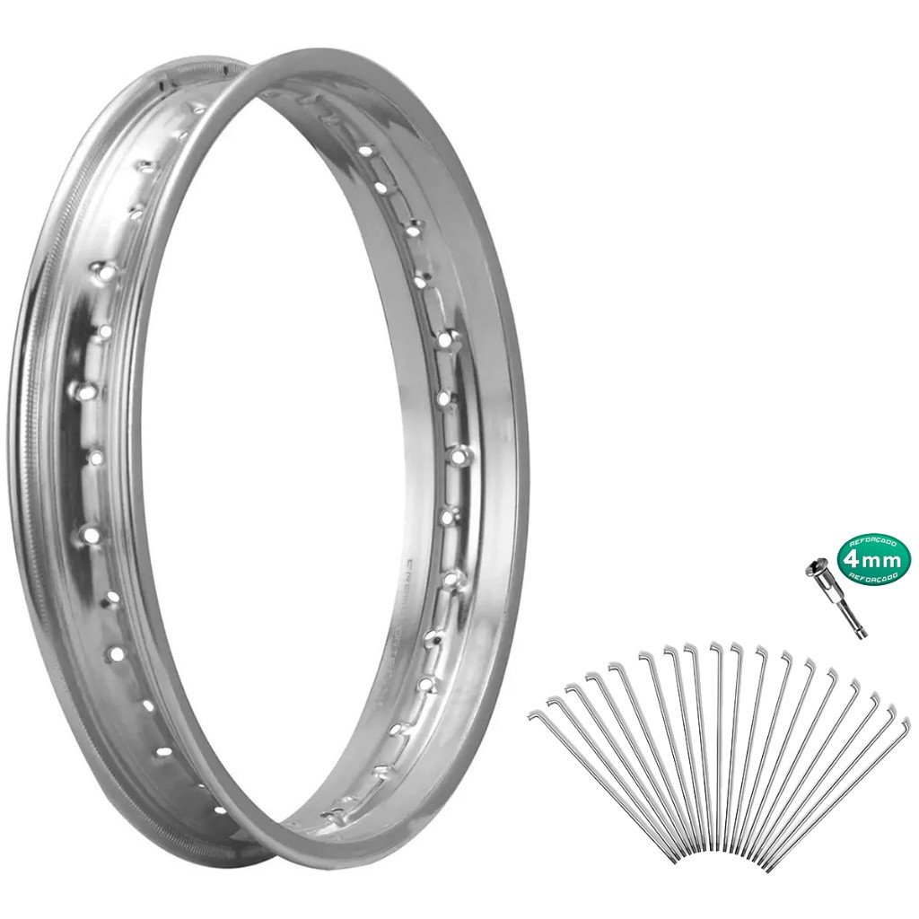 Aro Traseiro Aço Tork C/ Raios 4mm Cromados Tambor Crosser Xtz 150