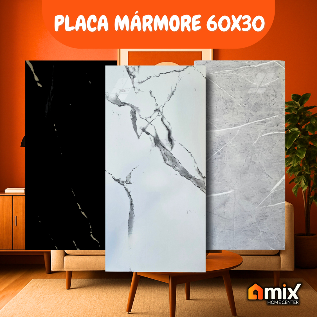 Kit 70 Placas Mármore 60x30 Vinílico Adesivo 60x30 Parede Decoração Lavável