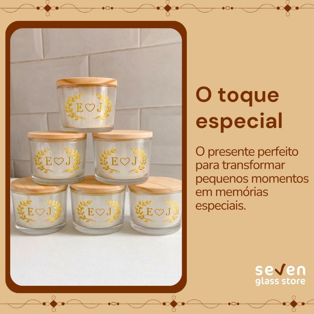 Kit 10 Pote Vela 156ml Vidro Copo Vela Com Tampa de Madeira — imagem 2 de 2