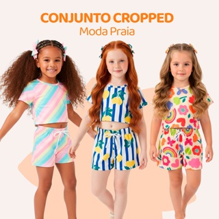 Kit 2, 6 ou 10 Peças de Conjunto Cropped Infantil Menina Moda Praia Verão Roupa Infantil Feminina de Carol Fresquinha em Oferta na Shopee
