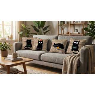 KIT 4 CAPA DE ALMOFADA 45x45 - GATO PRETO ESTAMPA PREMIUM EXCLUSIVA ANIMAL PRINT em Oferta na Shopee