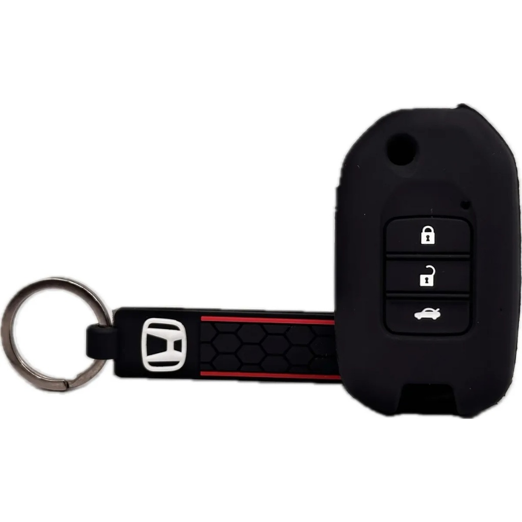 Kit Capa Chave Canivete Honda Silicone Hrv Civic  City Fit Hrv Wrv + Chaveiro
