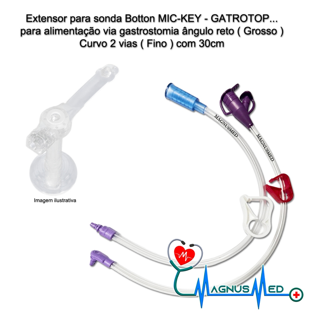 Kit Extensor P/ Sonda Botton Fino e Grossa 30cm c/ 2 unidades