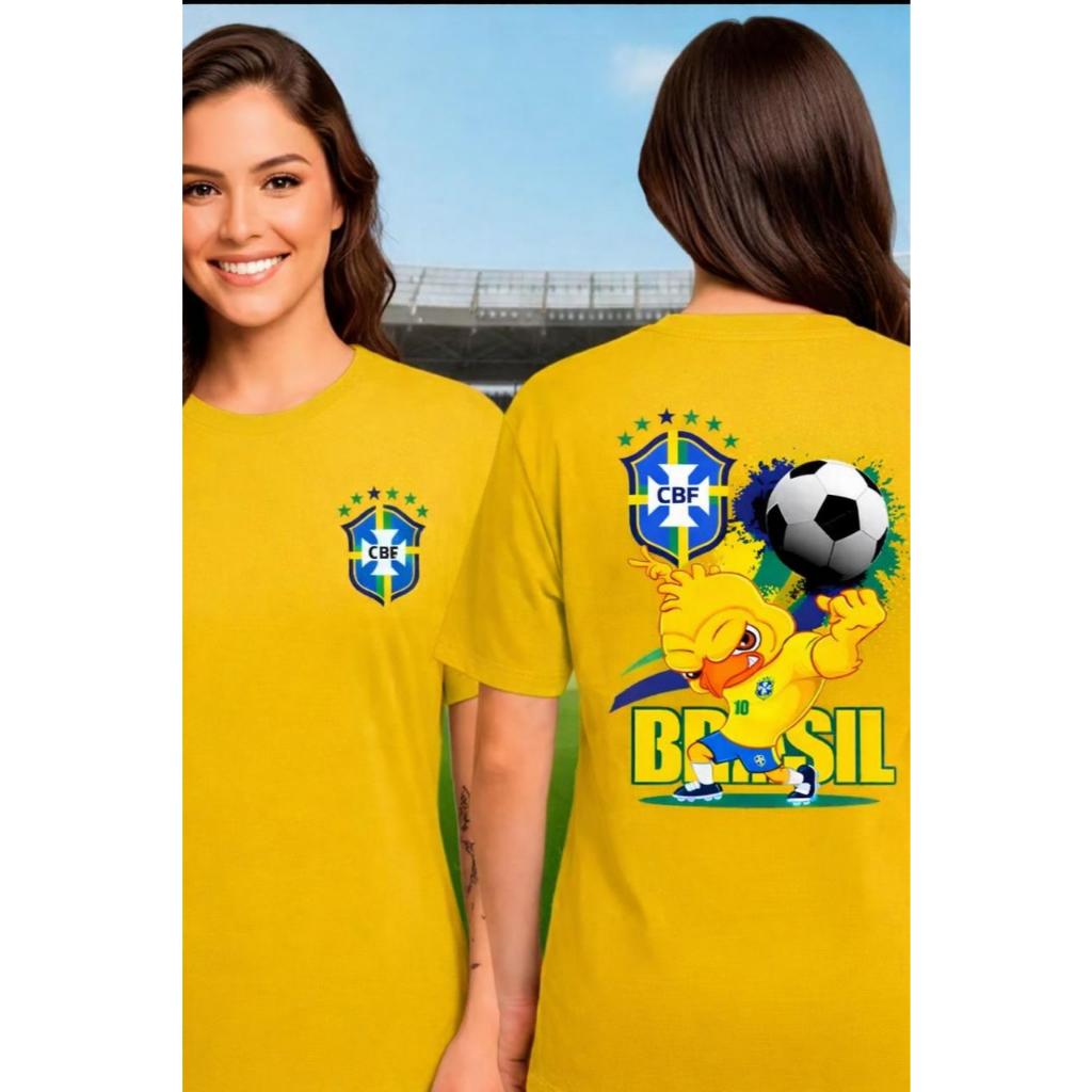 Camisa Feminina Brasil Personalizada Camiseta Gola Redonda 100% Algodão Estilosa