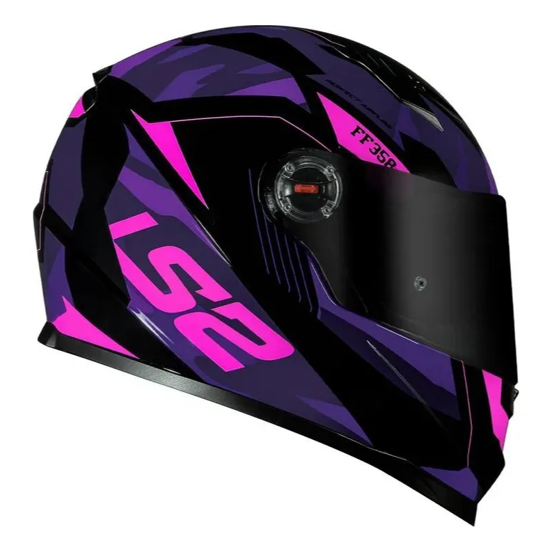 Capacete Ls2 Ff358 Tank Preto / Roxo / Rosa Desenho Solido