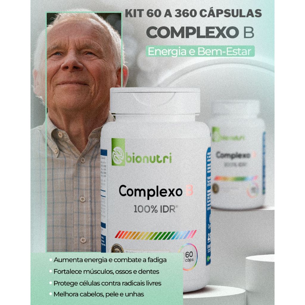 Complexo B 60 a 360 cáps - Suplemento Alimentar Bionutri Vitaminas B1 B2 B3 B5 B6 B9 B12 em Oferta na Shopee