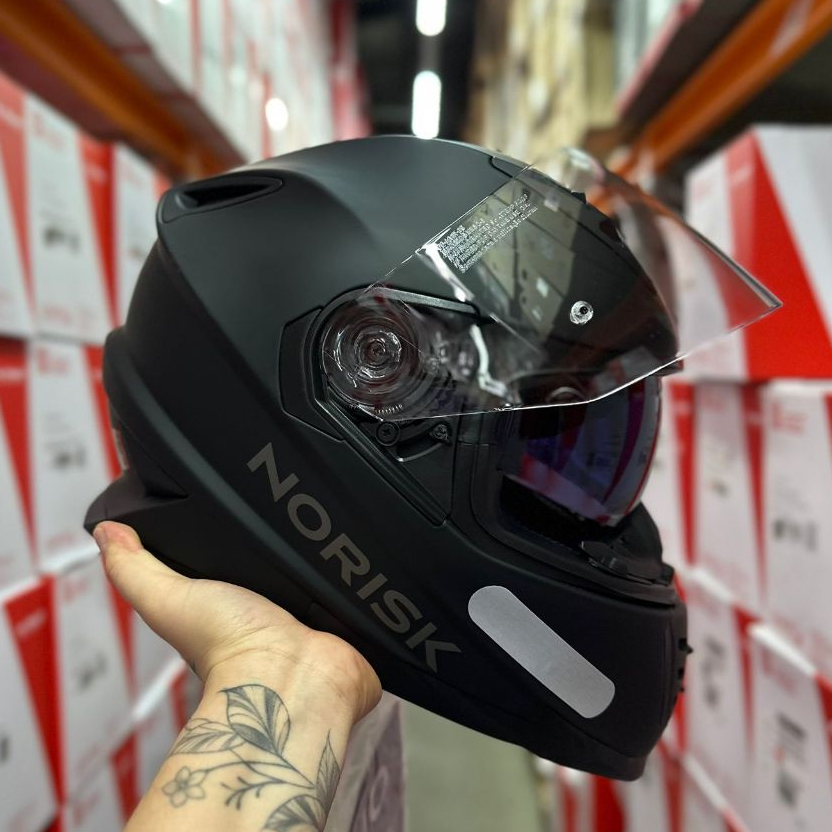 CAPACETE NORISK ORIGINAL FF302 PRETO FOSCO SV VISEIRA SOLAR ESPORTIVO + NARIGUEIRA + BAVETE