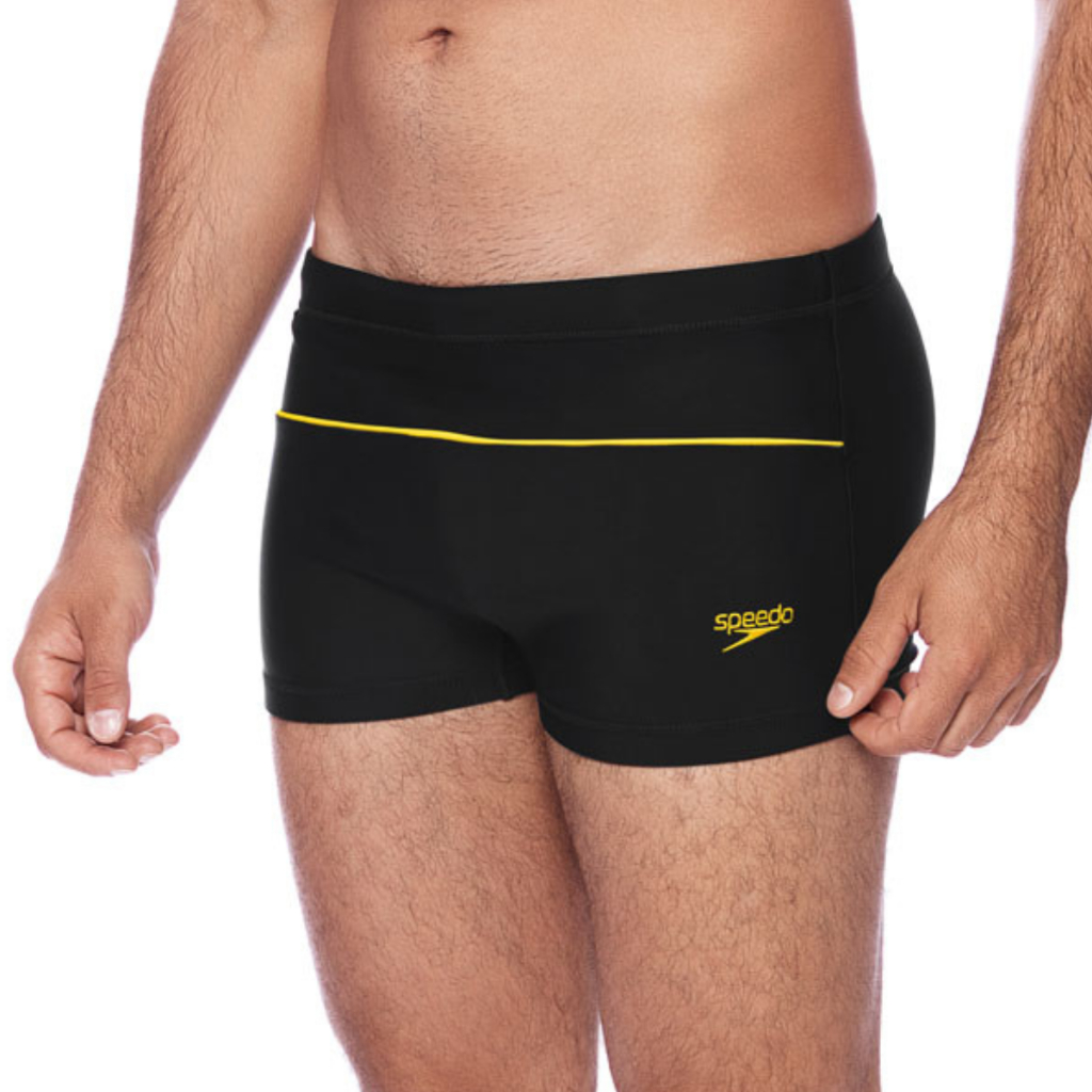 Sunga Adulto Boxer Line Speedo Praia Piscina Lazer - PRETO AMARELO OURO