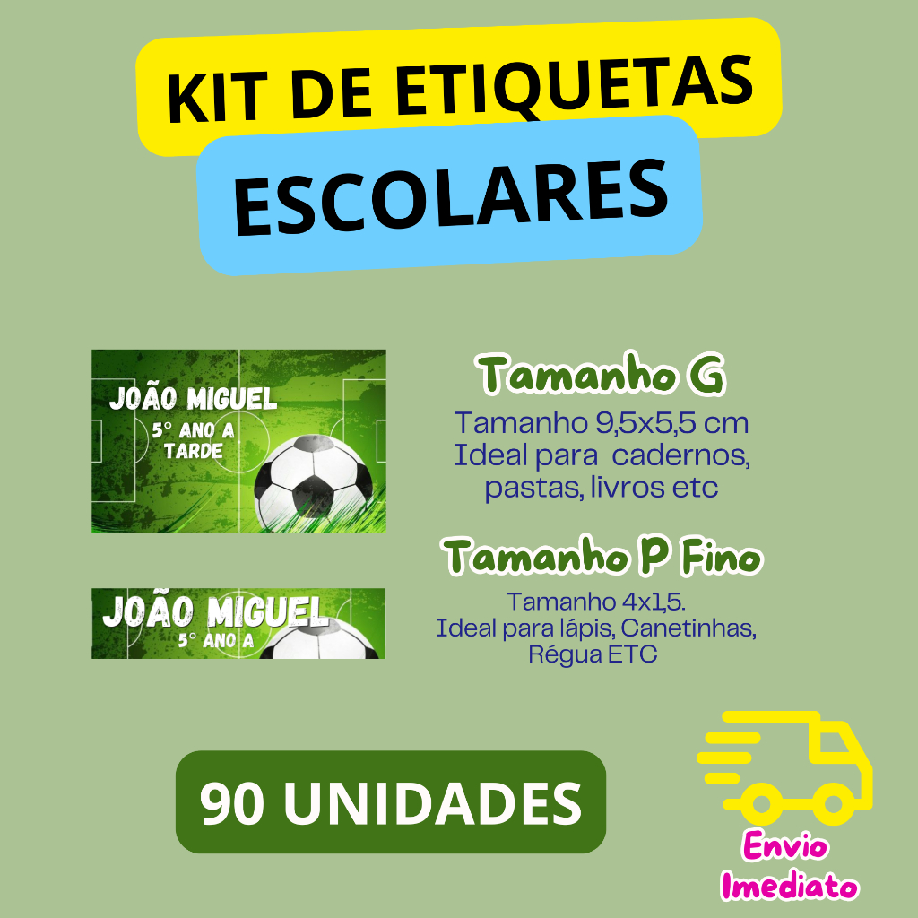 Kit Etiquetas Escolares Personalizadas 90 Unidades | Nome da Criança | Volta às Aulas em Oferta na Shopee