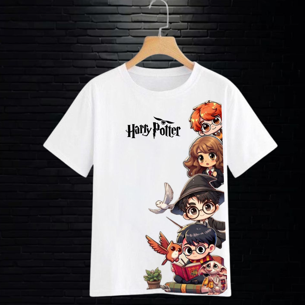 Camiseta Harry Potter Unissex 100% Algodão Leve e Confortável Camisa Temática Blusa Harry Potter Adulto e Infantil