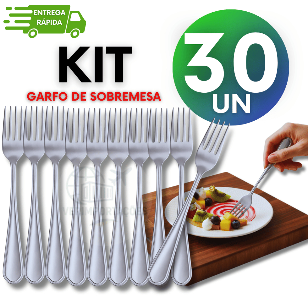 Garfos Sobremesa Aco Inox Premium Doceria Cafeteria Restaurante Churrascaria Pizzaria Kit Completo