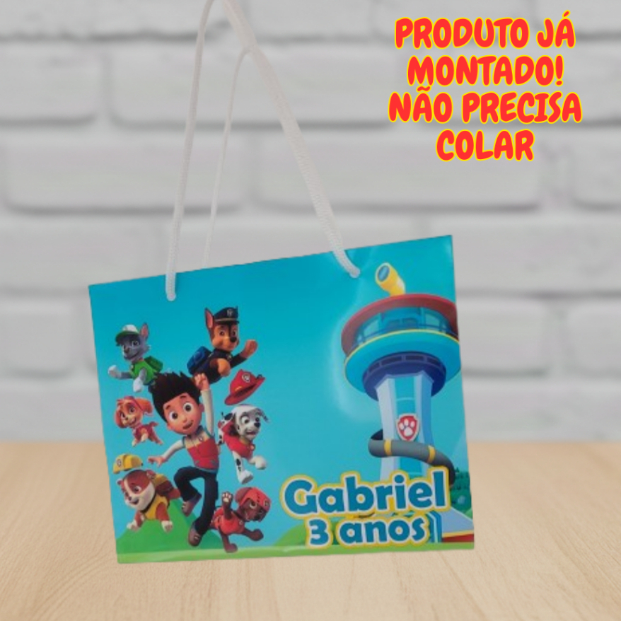 Sacola personalizada para festa de aniversario/ sacolinhas surpresa para lembrancinhas - Patrulha Canina