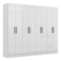 Guarda Roupa Casal Paris 8 Portas MDP Branco Brilho Maxel