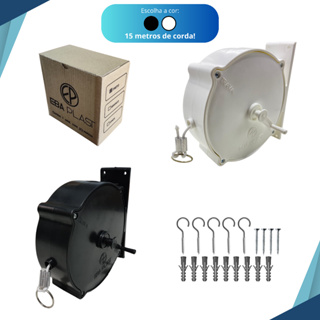 Varal de parede Retrátil / Recolhível com 15 metros de corda  (utilizável em área externa e interna) em Oferta na Shopee