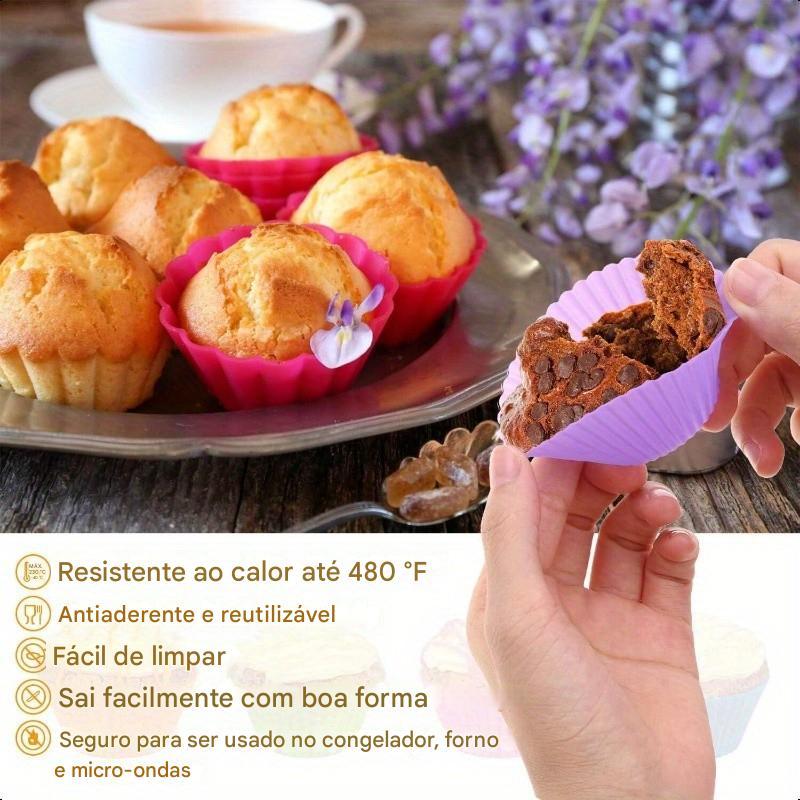 Conjunto 12/24/36 Peças Forma de Silicone Redonda para Cupcake de 7 cm para Assar Bolos — imagem 2 de 2
