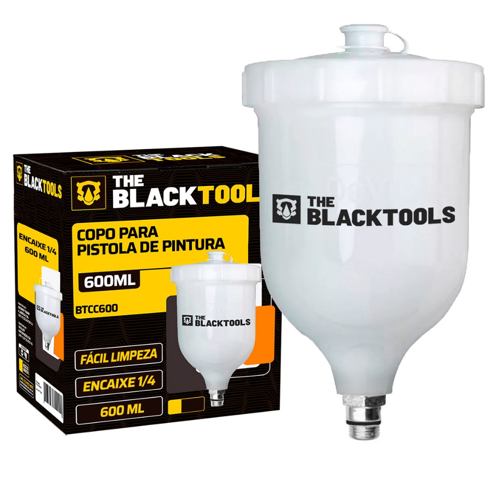 Caneca Copo Para Pistola De Pintura 600ml Rosca Macho The Black Tools em Oferta na Shopee