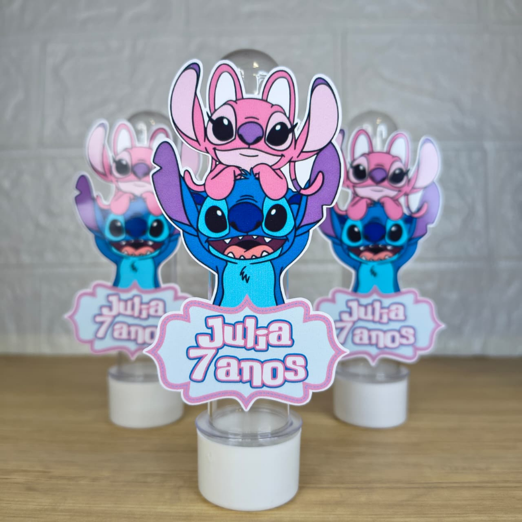 Apliques Tags Para Tubete 13cm Personalizado STITCH E ANGEL Lembrancinhas Para Festa