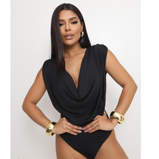 Body Feminino Social Elegante Decote Moderno Bory Drapeado Tendência Verão Formal e Casual Gola Boba em Oferta na Shopee