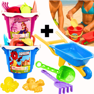 Baldinho De Praia Com Caminhão + 11 Acessórios Para se Divertir na Areia Brinquedo Praia Verão em Oferta na Shopee