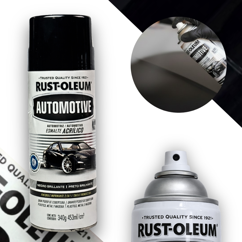 Spray Esmalte Acrílico Automotive Preto Brilhante Rust Oleum em Oferta na Shopee