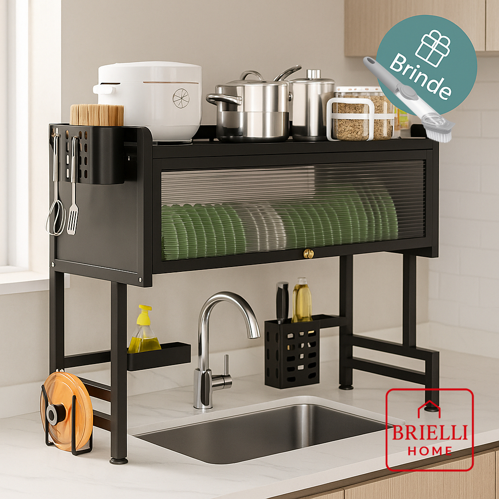 Escorredor Suspenso Prateleira para Pia de Cozinha Inox + Brinde – Organizador Premium