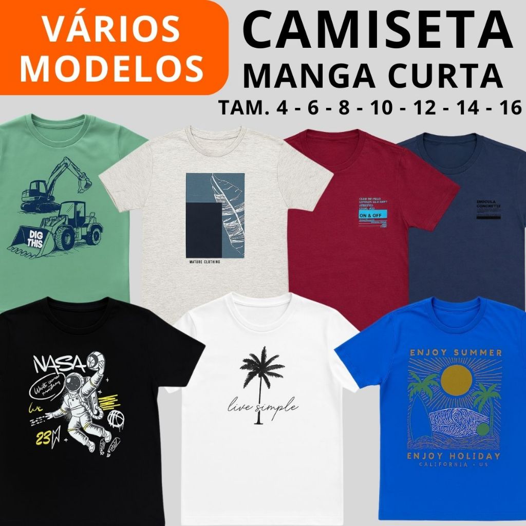 Camiseta Infantil Menino Juvenil Manga Curta 3218-C1