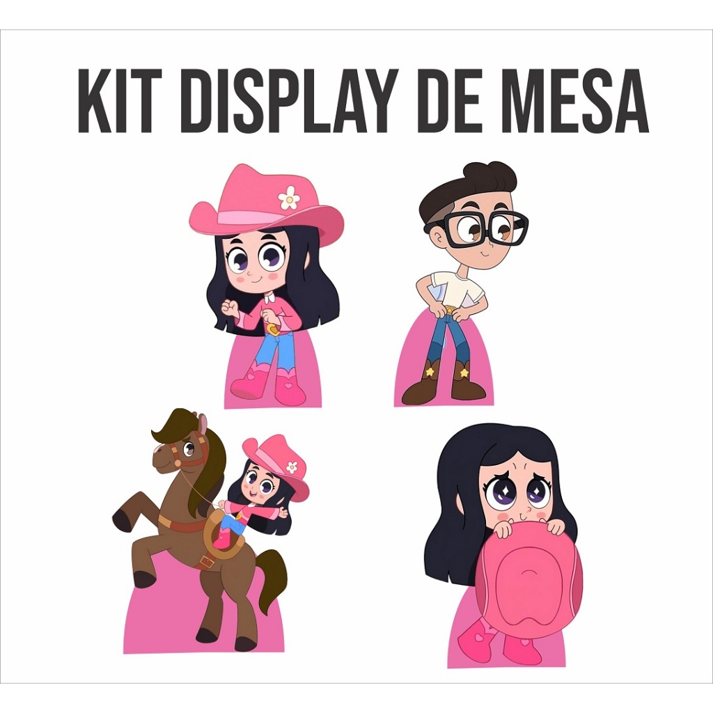 Display  Turma da Boiadeirinha kit de mesa em MDF 4 peças em Oferta na Shopee