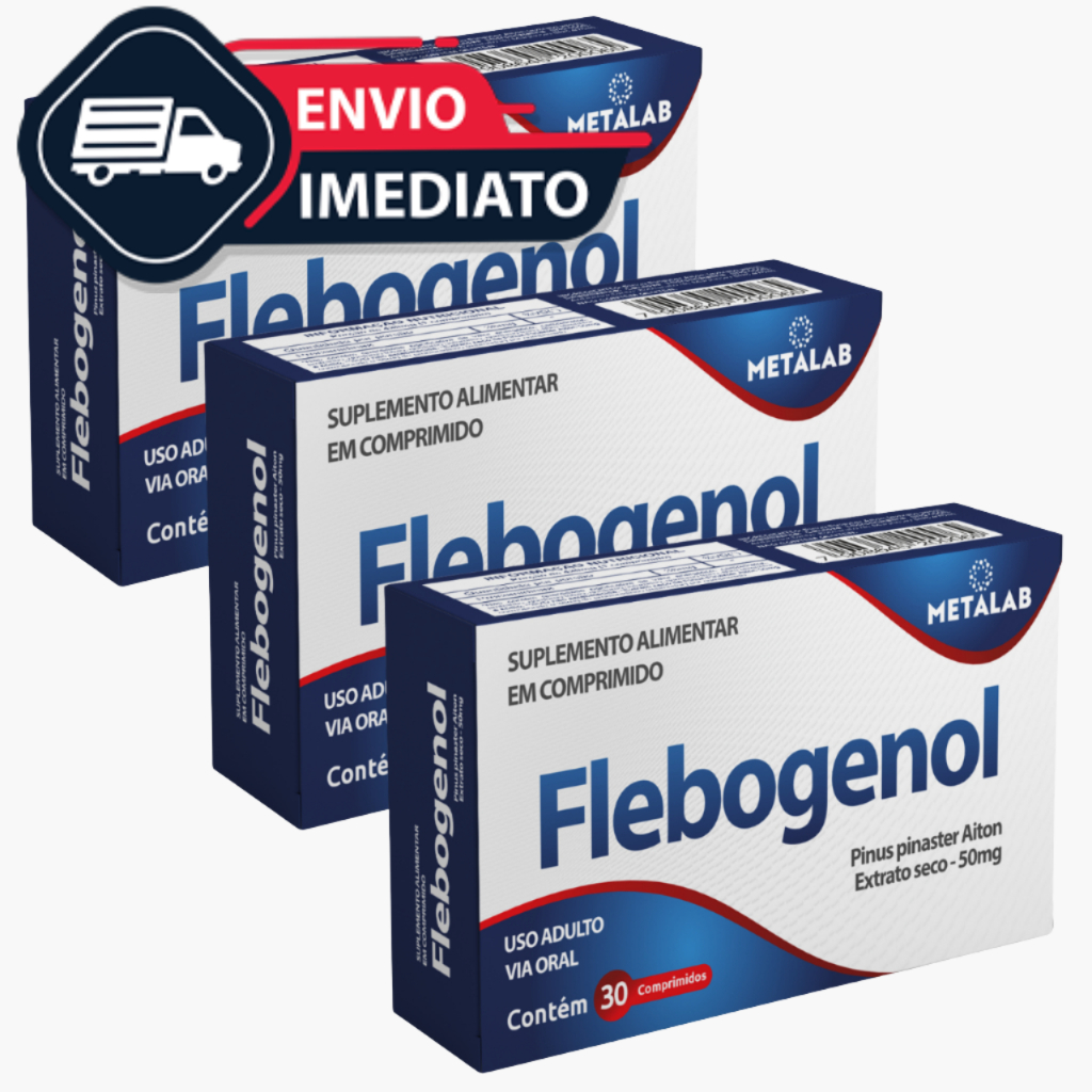 Kit 3 Flebogenol 30 Comprimidos Pinus Pinaster 50mg Original Clareamento de Manchas na Pele