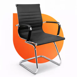 Cadeira De Escritório Recepção Moob Boston Executiva Com Base Fixa Esteirinha Preta