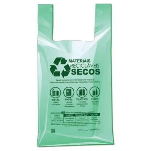 Sacola Impressa Lei Biodegradável Verde 48x55 Pacote C/500