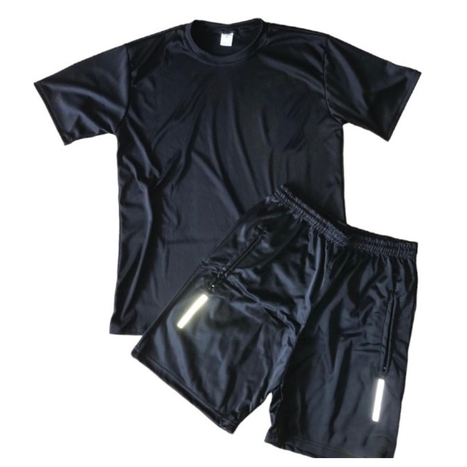 Kit 1 Camiseta Masculina Dry Fit Academia + 1 Bermuda Esportiva bordada treino