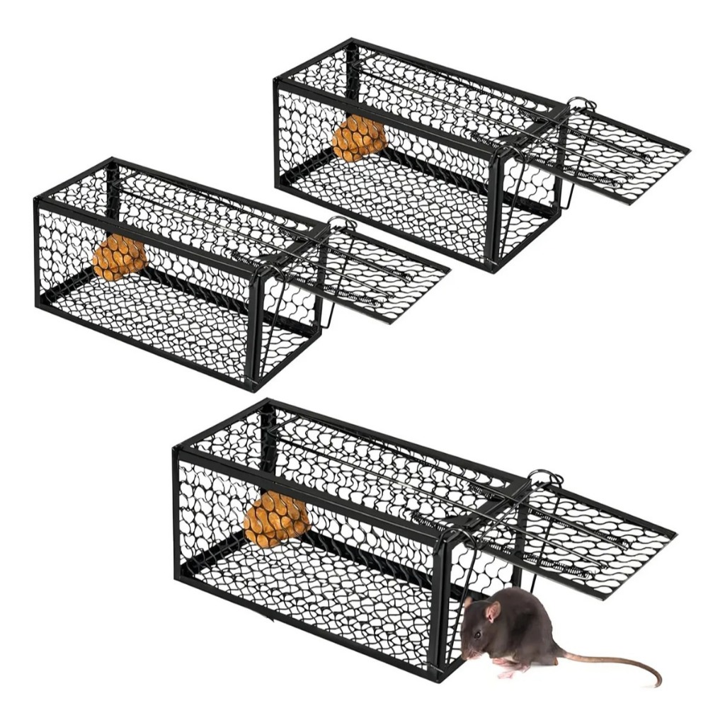 Kit 3 Armadilha Gaiola Ratoeira Automática Para Ratos Ratazanas Roedores Reutilizavel Preto em Oferta na Shopee