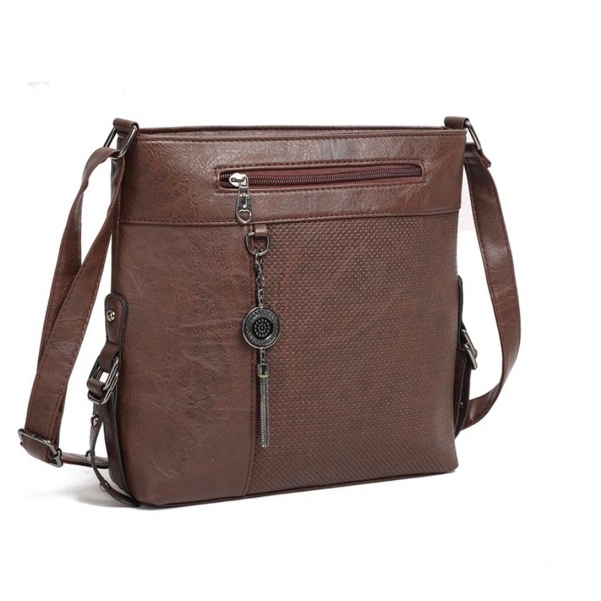 Bolsa Feminina transversal em Couro PU para passeio trabalho Vários compartimentos em Oferta na Shopee