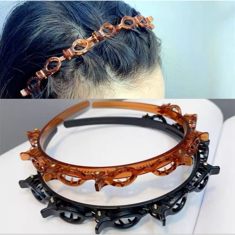 Kit 1 a 3unidades Tiara /Bandas de dupla camada presilha bandas de cabelo plástico trançado em Oferta na Shopee