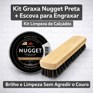 Kit Graxa Nugget Preta + Escova para Engraxar Macia em Oferta na Shopee