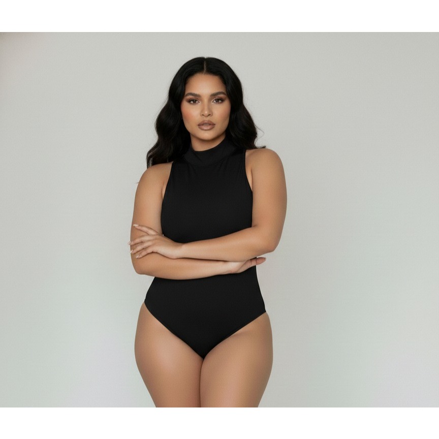 Body Vestido Regata Gola Alta Vestido Preto Com Fecho Promoção Pra Queimar Estoque