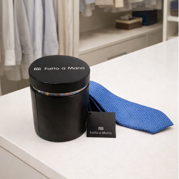 Gravata Fatto A Mano 1200 Fios Azul Petróleo + Lata Presente