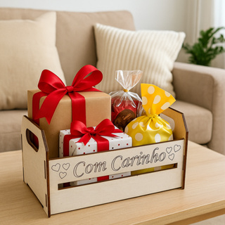 Kit Conjunto Caixotes MDF Com Carinho 15x10x8 Presente Decoração em Oferta na Shopee