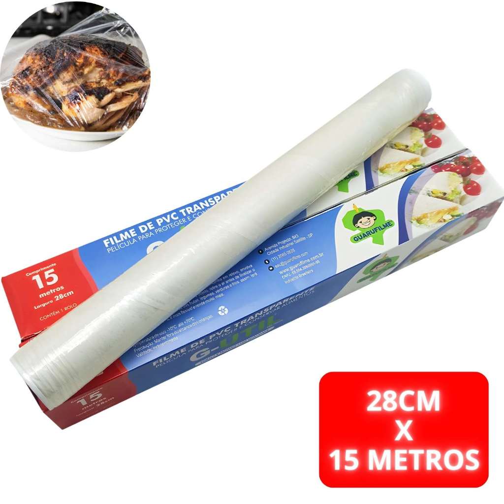 Rolo Bobina Filme De Pvc Resistente Multiuso Alimento Paadaria 28cm X15 Metros em Oferta na Shopee