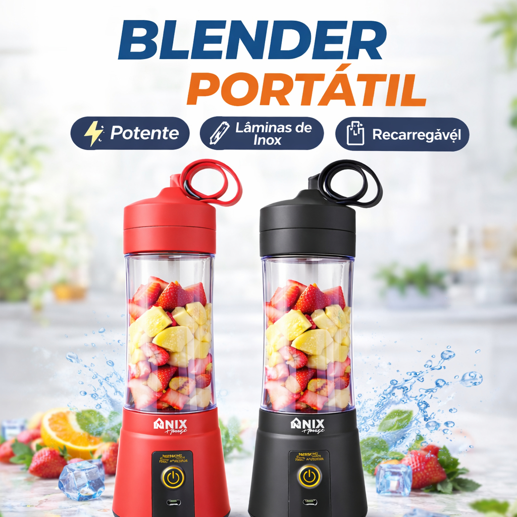 Mini Liquidificador Portátil USB Shake Take Juice Cup 6 Lâminas Recarregável