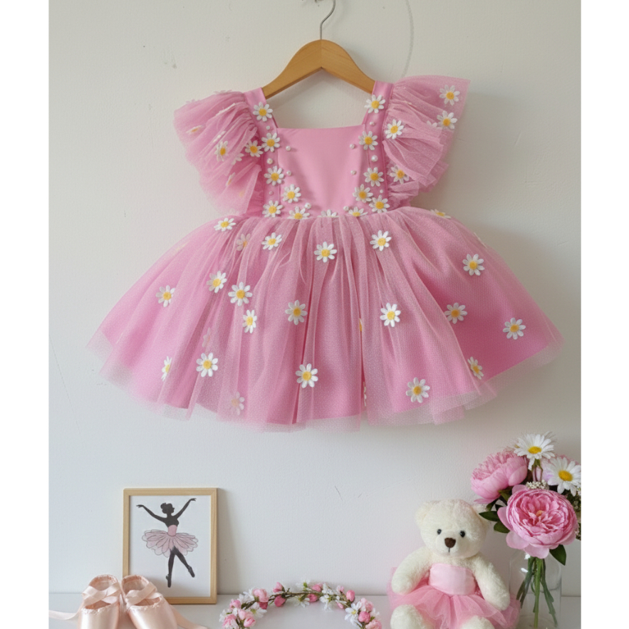 vestido princesa tule jardim das margaridas para bebê e meninas festa luxo casamento