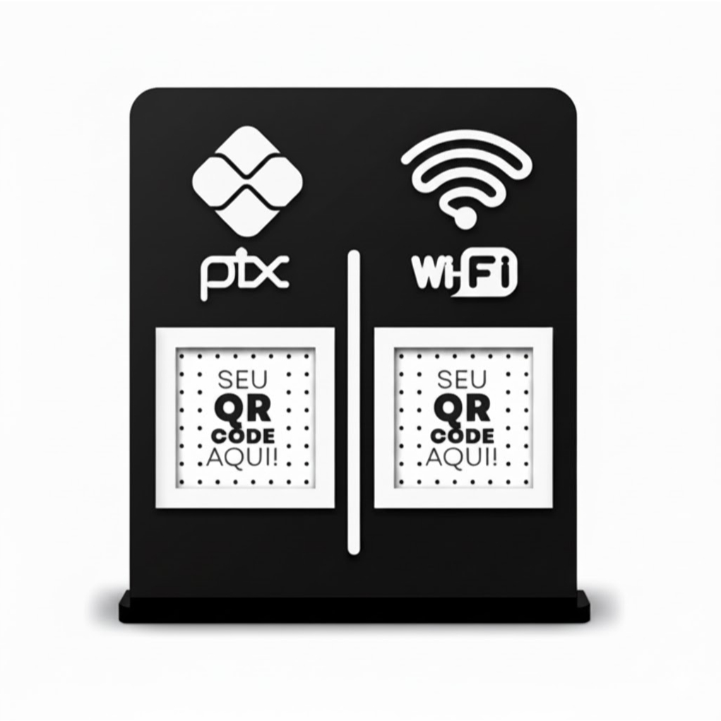 Placa Pix QR Code Instagram Wifi Google Cardápio Display Para Mesa